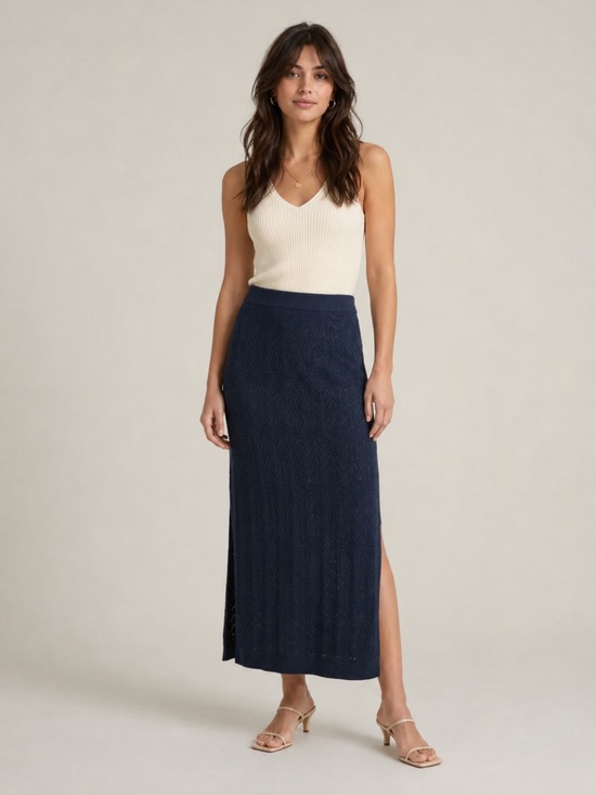 Splendid Dresses & Skirts - NWT Splendid Navy Knit Maxi Skirt Textured Pattern M